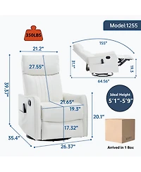 Streamdale Furniture Heat Massage Manual Recliner Chair with Rocker & Swivel