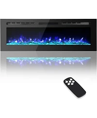 Gaomon 60" Recessed & Wall Mounted Electric Fireplace, Ultra-Thin, Remote, Timer, 12 Colors, 5 Speed, 750/1500W