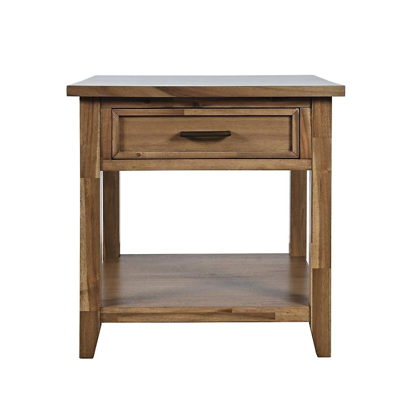 Jofran Claremont Transitional Rustic Wood Square End Table with Storage