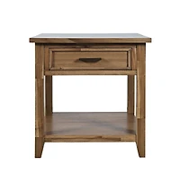 Jofran Claremont Transitional Rustic Wood Square End Table with Storage