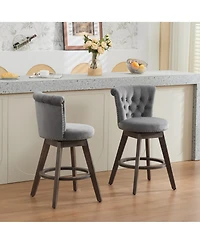 Boyel Living Set of 2 Velvet Bar Stools with Ergonomic Backrest 360° Swivel Kitchen Counter Stools