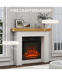 Homcom Modern Fireplace Mantel, Fireplace Surround with Leg, Natural Wood