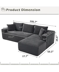 Boyel Living Modular Sectional Sofa Couches L-Shape Couch 3 Seat Memory Foam Couches, Cloud with Right Chaise.
