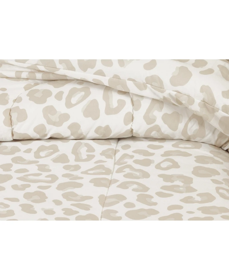 Chanasya Premium Beige Leopard Comforter Set – Soft Animal Print Microfiber Bedding – 3 Piece Set with 1 Comforter and 2 Pillow Shams