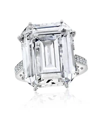 Suzy Levian New York Gala Collection Sterling Firework Emerald-Cut Cubic Zirconia Cocktail Ring