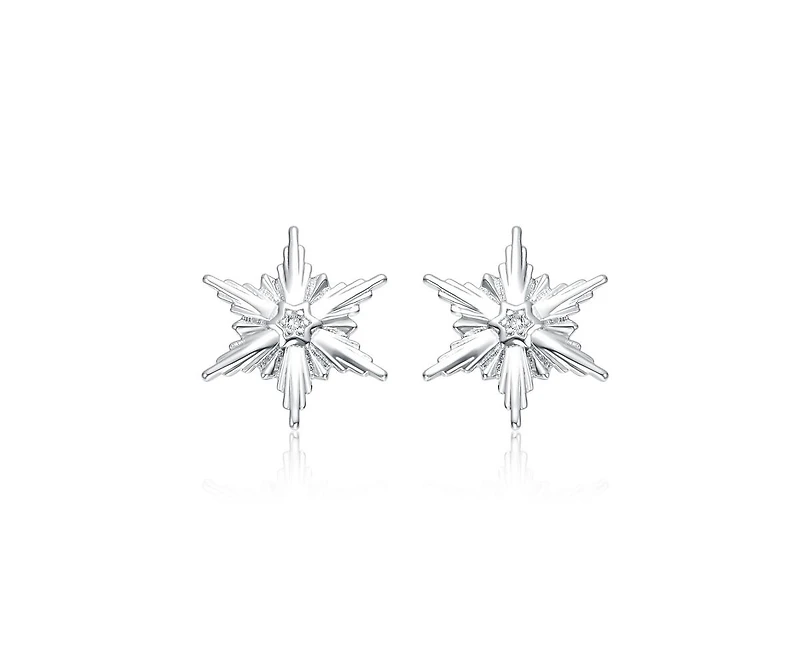 Rachel Glauber Teens White Gold Plated Cubic Zirconia Starburst Earring