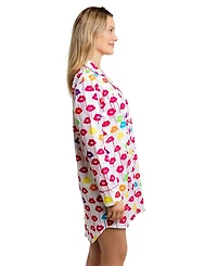 Sant and Abel Women's Organic Cotton Poplin Button Down Pajama Night Shirt