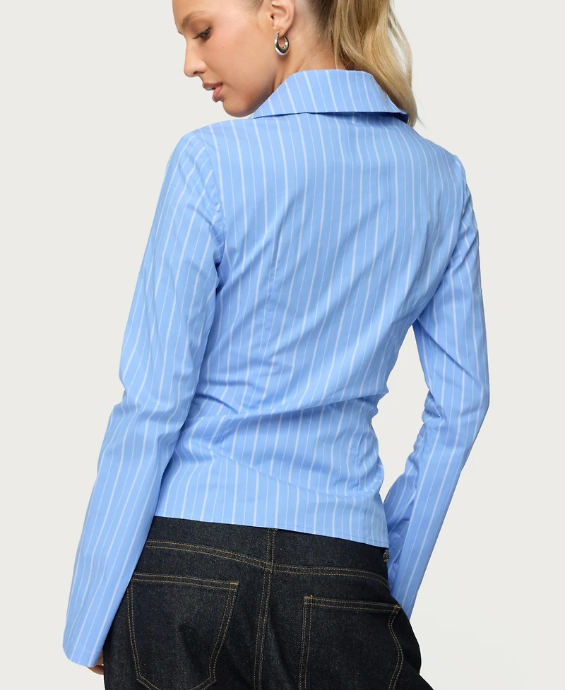 Edikted Women's Pinstripe Tailored Button Up Shirt