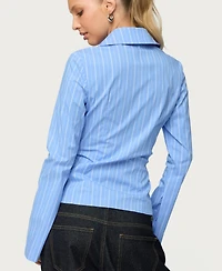 Edikted Women's Pinstripe Tailored Button Up Shirt