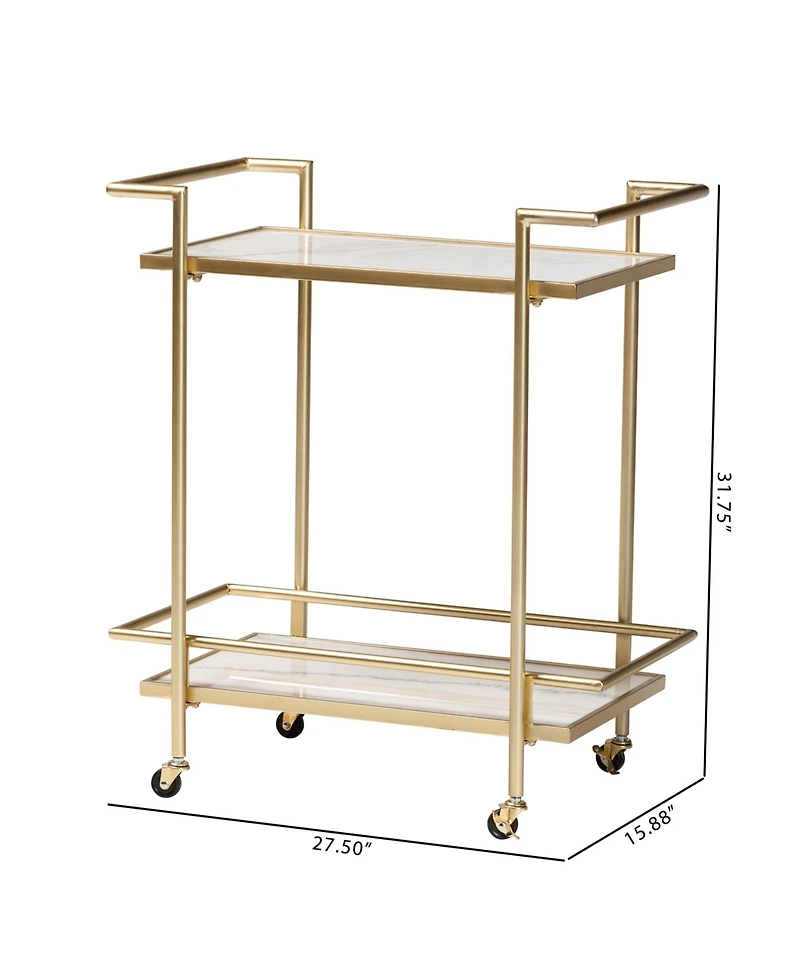 Boxton Studio Louise 27.5" Marble Contemporary Wine Cart