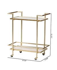Boxton Studio Louise 27.5" Marble Contemporary Wine Cart