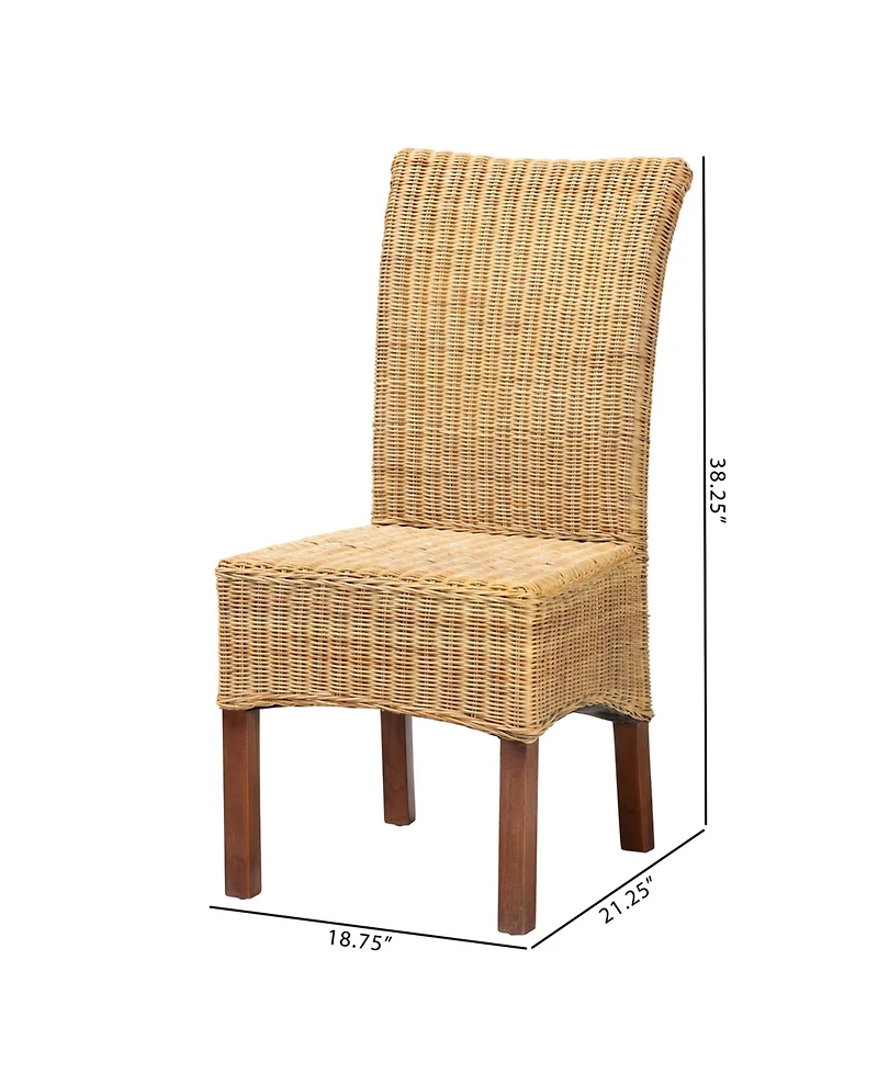 Furniture Shamara 21.25" Rattan Bohemian Dining Chair