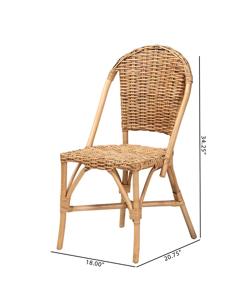 Furniture Neola 20.7" Rattan Bohemian Dining Chair