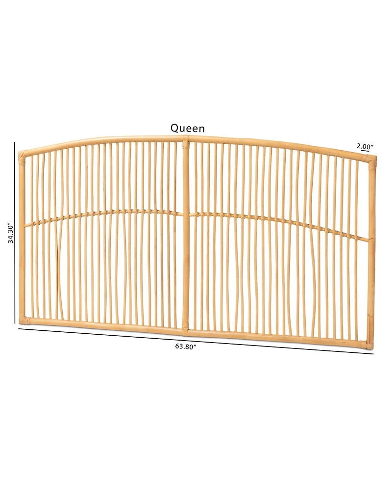 Furniture Malvina 2" Rattan Bohemian Queen Wall-mount Headboard