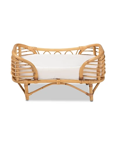 Malino 23.6" Rattan Bohemian Pet Bed with Cushion