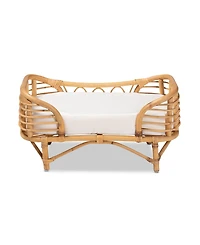 Malino 23.6" Rattan Bohemian Pet Bed with Cushion