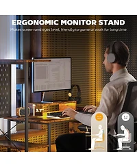 Homcom 56" Computer Desk with Led Lights, Home Office Desk,