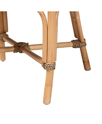 Furniture Kyle 24.6" Rattan Bohemian Dining Armchair with Cushion