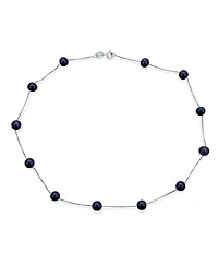 Bling Jewelry Tin Cup Freshwater Cultured Pearl Necklace & Bracelet Set Sterling Silver 7MM