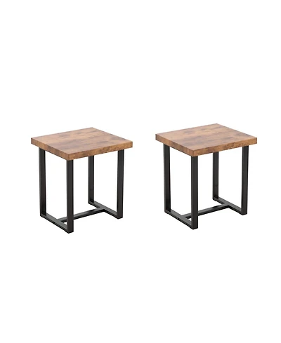 Streamdale Furniture 2-Piece Walnut Nightstand/Side Table with Metal Leg