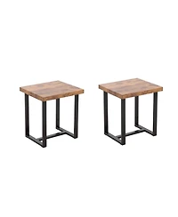 Streamdale Furniture 2-Piece Walnut Nightstand/Side Table with Metal Leg
