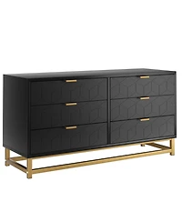 Gaomon 6 Drawer Dresser with Wide Storage, Wood Chest Organizer with Metal Legs, Modern Dresser for Bedroom, Living Room