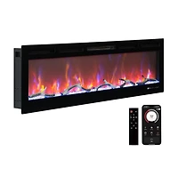 gaomon 88" Recessed & Wall Mounted Electric Fireplace Heater, Multicolor Flame, 750-1500W, WiFi & Remote Control
