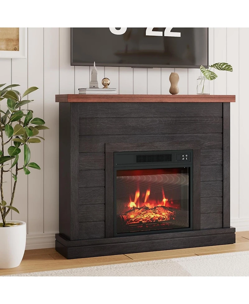 Gaomon 38" Fireplace Mantel with 19" Insert Heater, Adjustable Flame Brightness, Remote Control