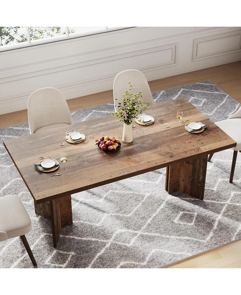 Tribesigns 63-inch Dining Table for 4-6, Farmhouse Kitchen Table with Large Tabletop, Rectangular Dinner Eating Table