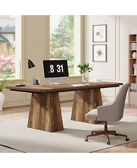 Tribesigns 63-Inch Executive Desk, Large Office Computer Desk with Double Pedestal, Modern Simple Workstations