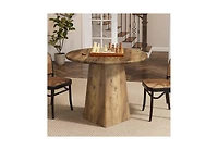 Tribesigns 31.5-Inch Round Dining Room Table for 2-4, Farmhouse Small Kitchen Dinner Table, Rustic Brown