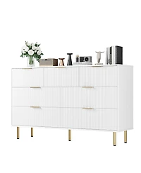 Gaomon Fluted Wood Dresser 7 Drawers Dresser for Bedroom, Large Modern Dresser with Gold Handle