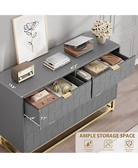 Gaomon 6 Drawer Dresser with Wide Storage, Dresser Chest Organizer with Metal Legs, Modern Dressers & chests of Drawers