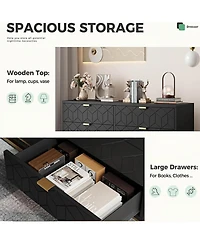 gaomon Modern 6-Drawer Bedroom Dresser with Large Storage and Gold Metal Accents for Entryway, Living Room or Closet