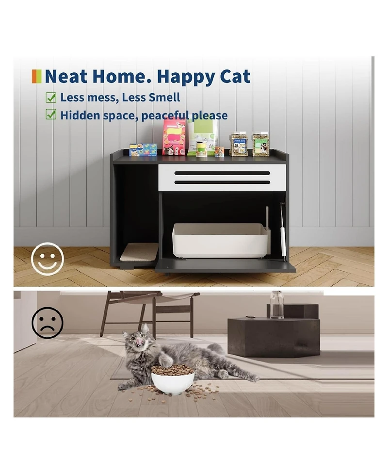 gaomon Modern Litter Box Enclosure Cabinet