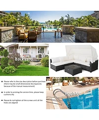 Costway 6-Piece Outdoor Patio Furniture Set Retractable Canopy Conversation Set