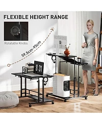 Homcom Adjustable Sding Desk, Sd Up Desk with Power Outlets,