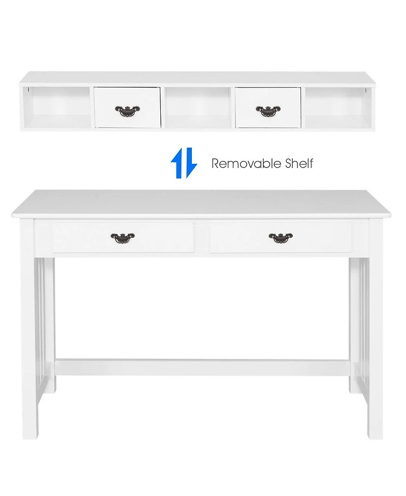 Costway Writing Desk Mission White Home Office Computer Desk 4 Drawer