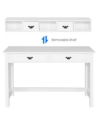 Costway Writing Desk Mission White Home Office Computer Desk 4 Drawer