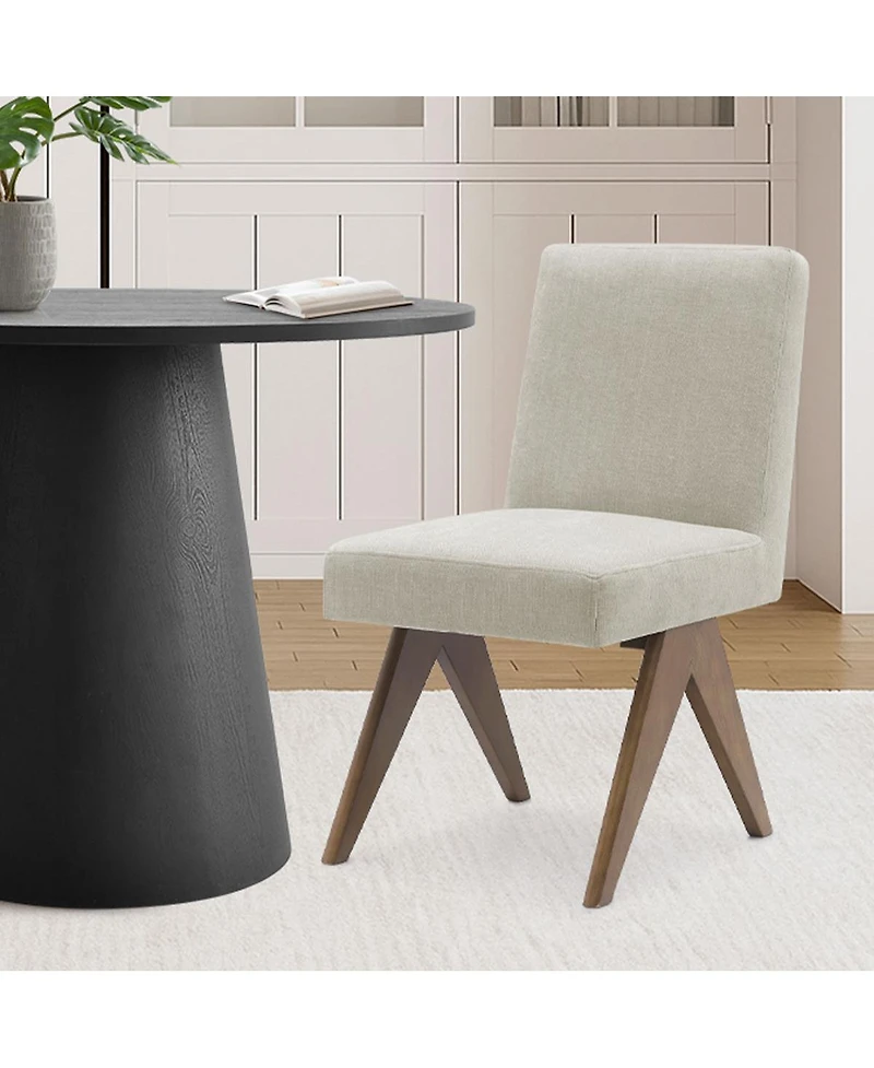 Maison Boucle 3-Piece Round Dining Table Set for 2, Upholstered Chairs with Rubberwood Legs, Modern Kitchen Small Spaces