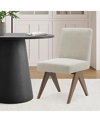 Maison Boucle 3-Piece Round Dining Table Set for 2, Upholstered Chairs with Rubberwood Legs, Modern Kitchen Small Spaces