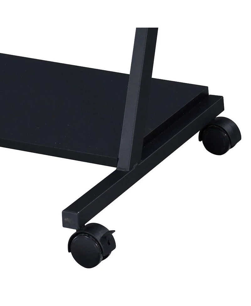 Flynama Black Gaming Desk with Keyboard Tray and Wheels 28Inch Mobile Workstation with Storage Compartment for Ergonomic Gaming and Work Setups