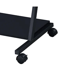 Flynama Black Gaming Desk with Keyboard Tray and Wheels 28Inch Mobile Workstation with Storage Compartment for Ergonomic Gaming and Work Setups