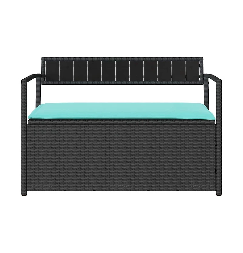vidaXL Patio Storage Bench with Cushion Black Poly Rattan
