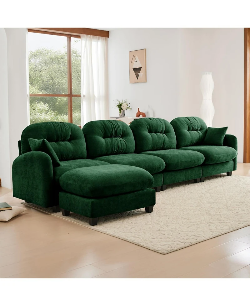 Streamdale Furniture Modular L-Shaped Chenille Couch with Ottoman