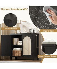 Gaomon 31.5" Small Rattan Buffet Cabinet with Storage, Coffee Bar Sideboard Adjustable Shelves & Doors, Boho Farmhouse