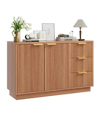47 in Modern Sideboard Buffet Cabinet with 3 Drawers and 2 Door Storage Wood Buffet Table
