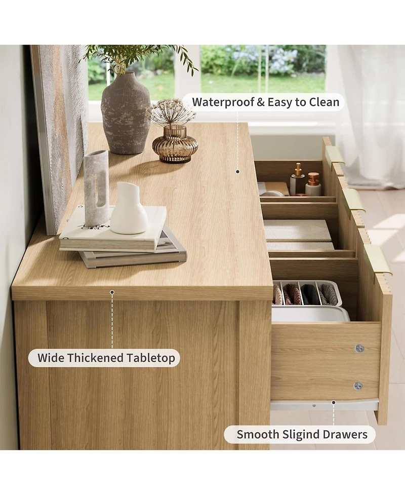 Gaomon Fluted Dresser for Bedroom with 7 Drawers, 47.24" Wide Modern Chest Drawers