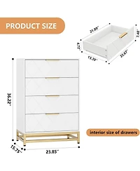 gaomon 4-Drawer Engineered Wood Soft-Close Glides, Anti-Tip Kit, Space-Saving Design Tall Dresser