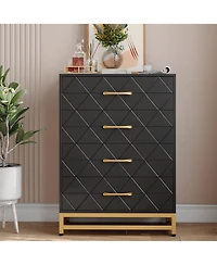 gaomon 4-Drawer Engineered Wood Soft-Close Glides, Anti-Tip Kit, Space-Saving Design Tall Dresser